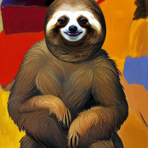 Sloth and Rabbit Imitation in Impasto Oil Painting Style