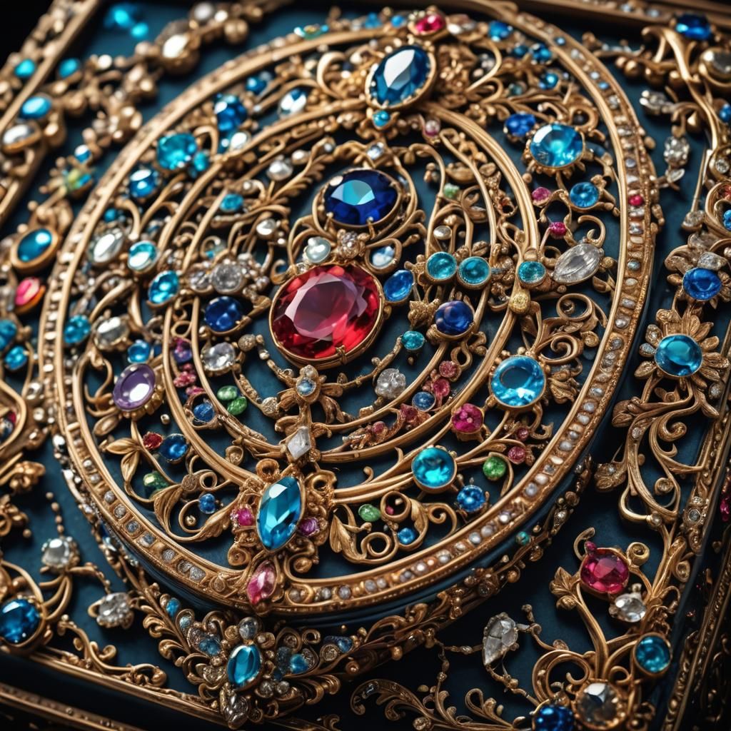 Hyperrealistic Jewel Encrusted Jewelry Box in HDR