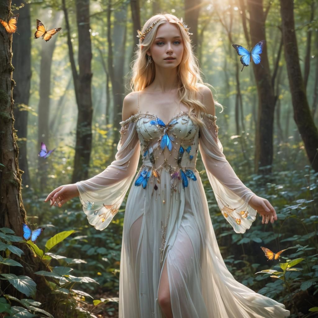 Fairy Goddess in Forest Clearing: Fantasy Art