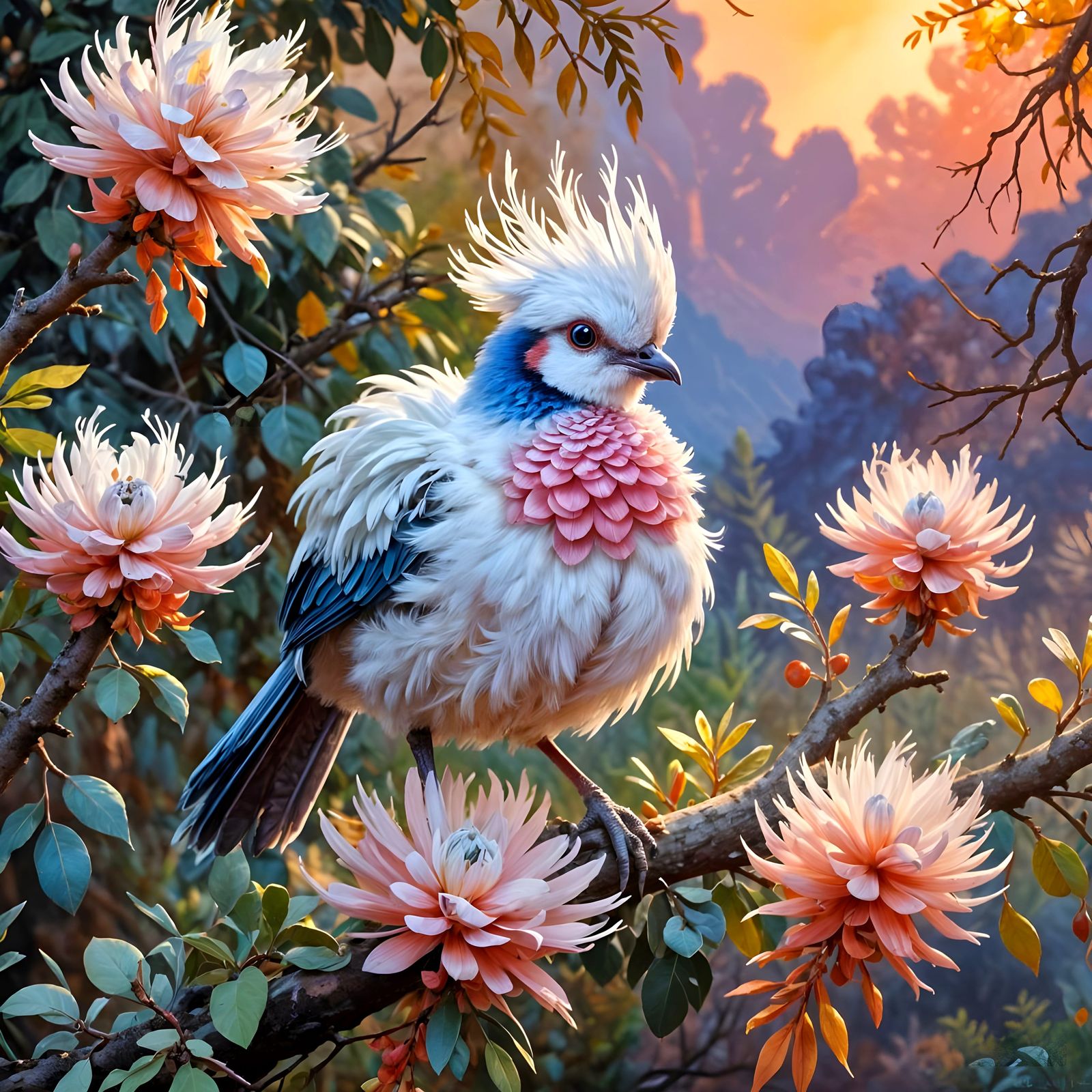 Colorful Pheasant on Branch Painting