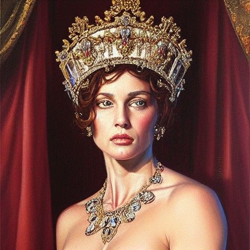 Roman Empress Nude in Palace, Classical Oil Painting