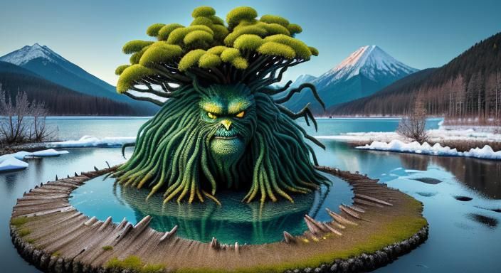 Scary Lemon Fruit Monster in Spooky Forest