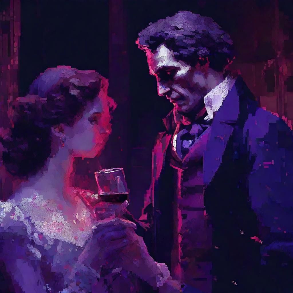 Pixelated Vampire Attack in Retro Video Game Style