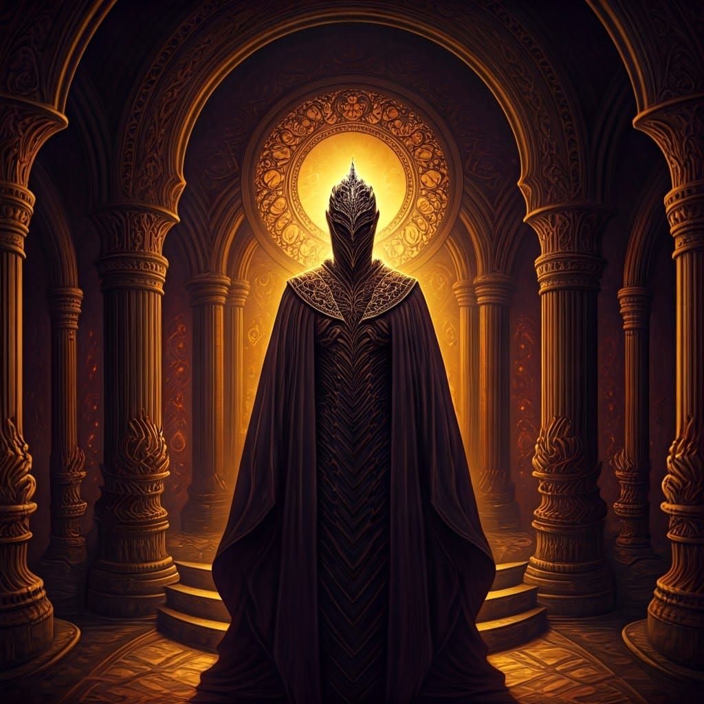 Mystical Dark Fantasy Scene with Volumetric Lighting