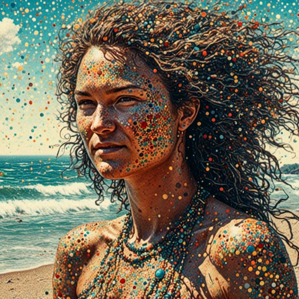 <lora:Native woman:1.0> <lora:Pointillist Art:1.0> Pointilli...