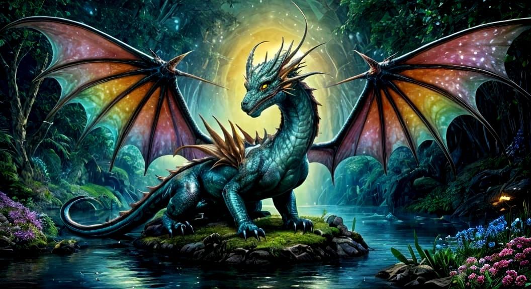 Crystalline Dragon Family in 3D Render