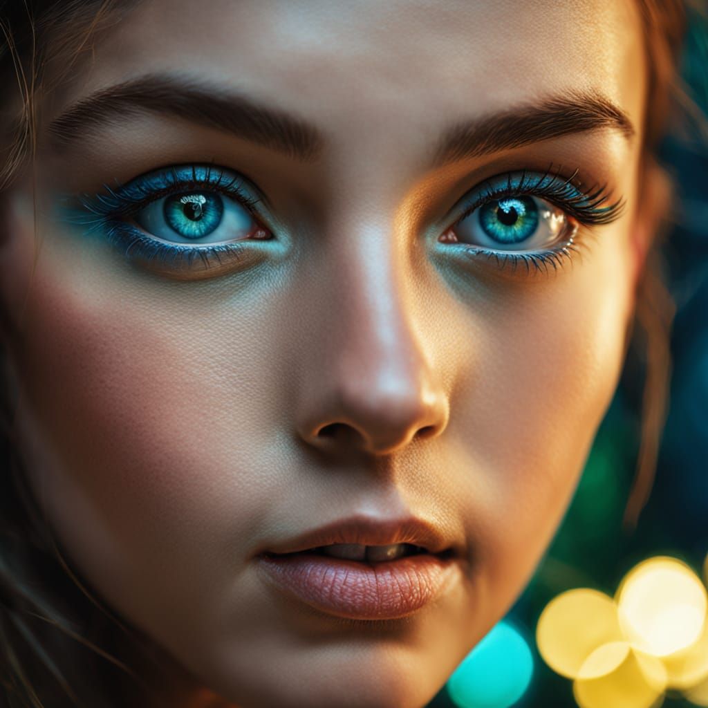 Captivating Close-Up Portrait with Iridescent Eyes