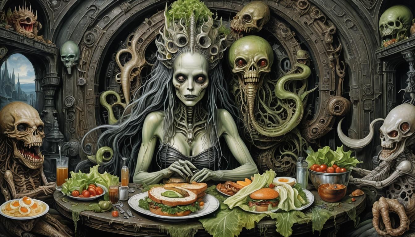 Surreal Mermaid Sandwich in Post-Apocalyptic Wonderland
