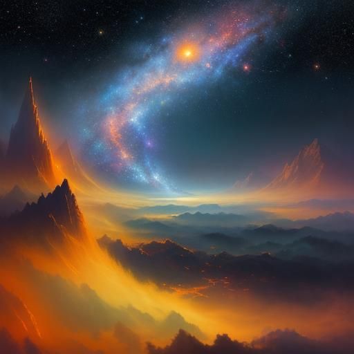 Orange Gradient Nebula Galaxy in Ethereal Style