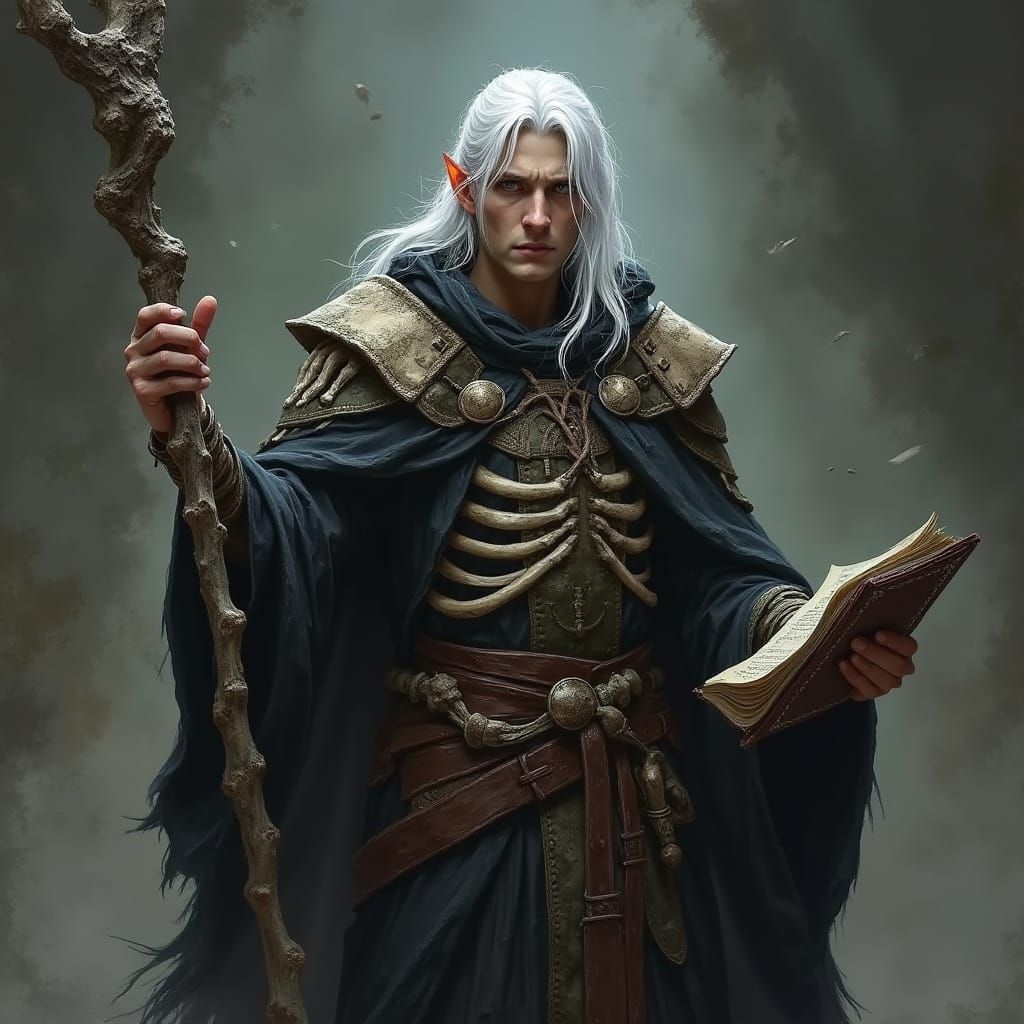 High Elf Necromancer with Bone Staff
