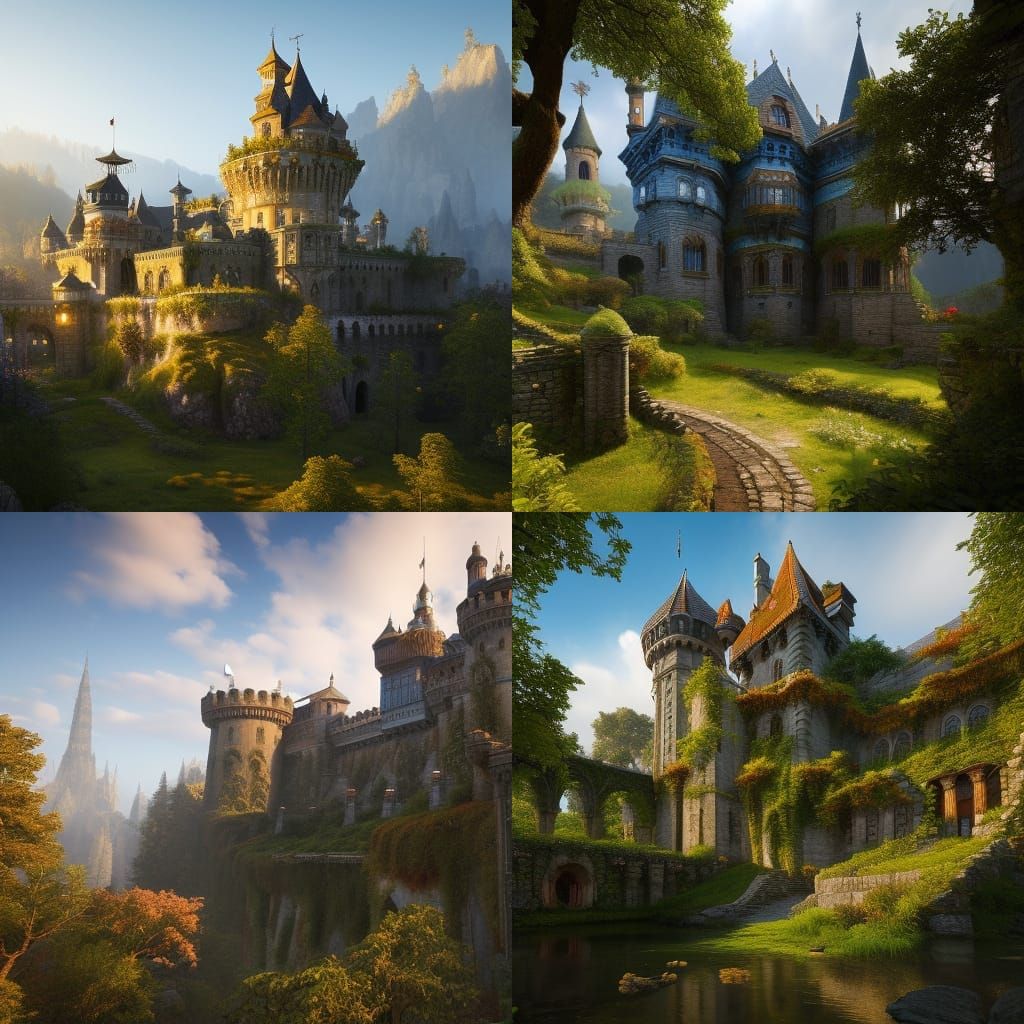 Beautiful Medieval Castle Concept Art in 8k
