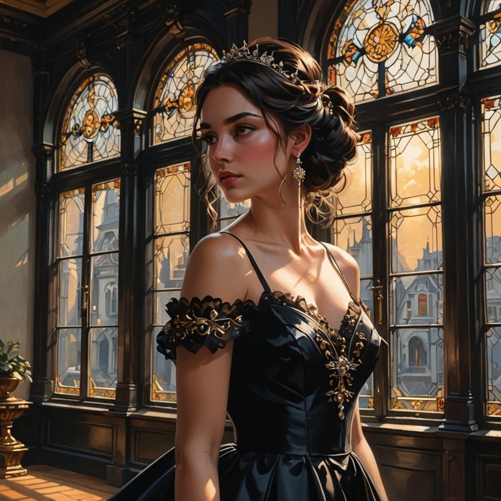 Graduate in Black Gown: Anime Dreamcore Art