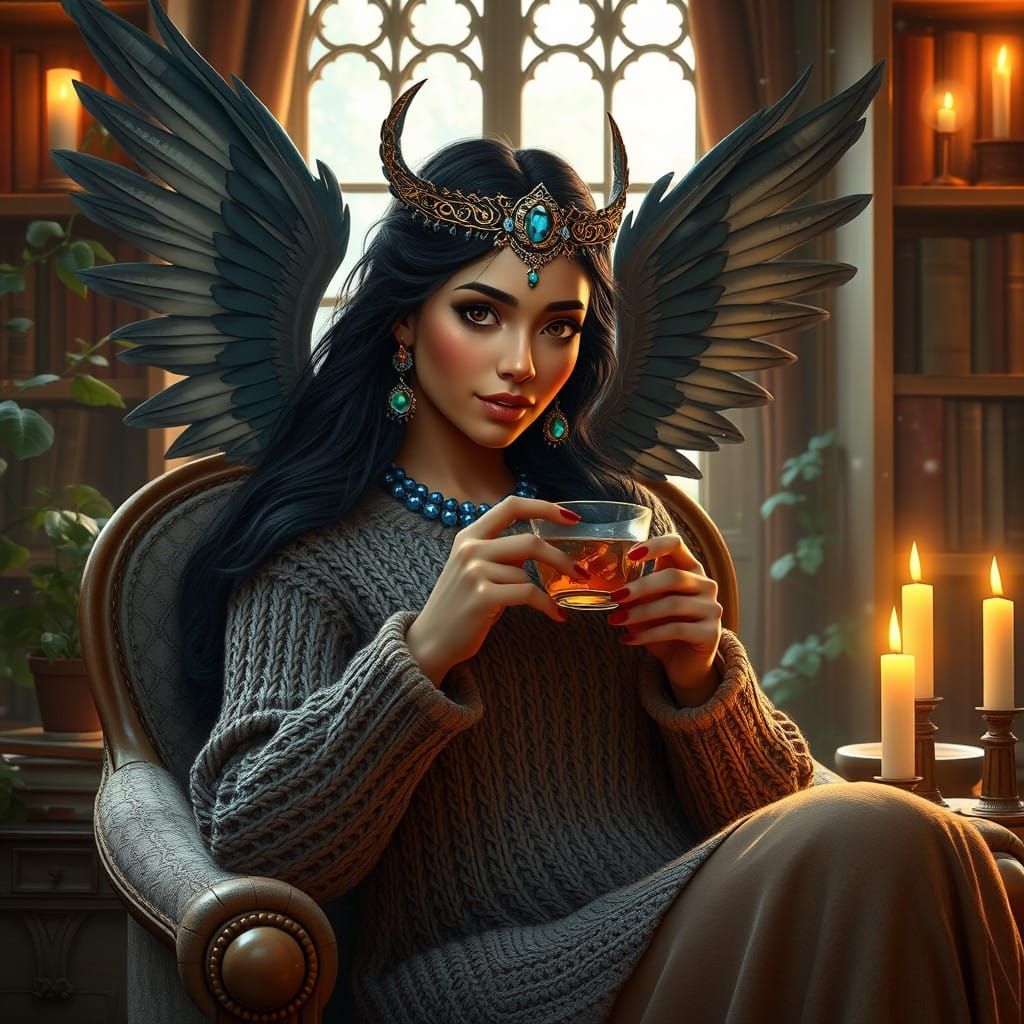 Sensual Goddess of Heaven in Whimsical Winter Refuge