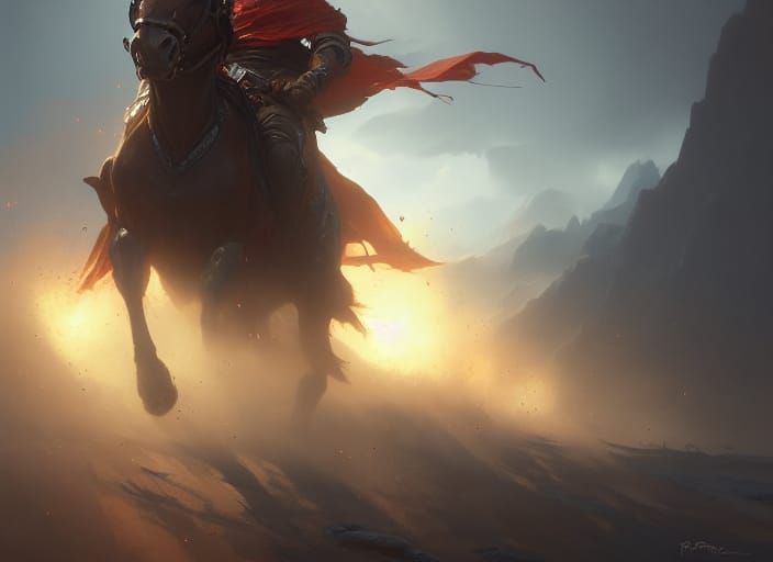 Hyperrealistic Lone Rider Concept Art in 8k