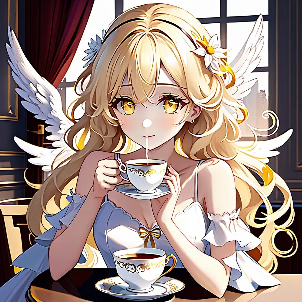 Anime Angel Girl's Tea Time