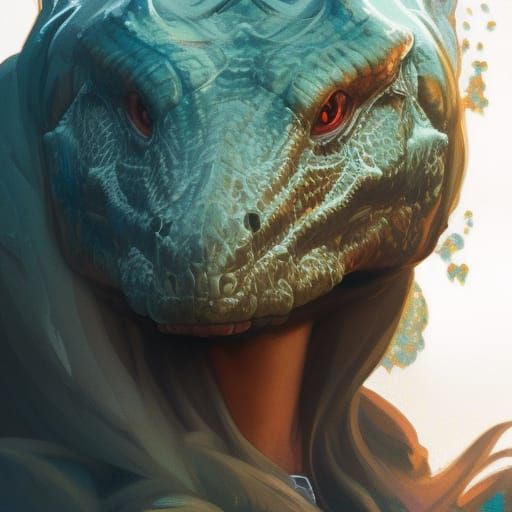 Dinosaur Fairy Portrait in Hyperdetailed Style