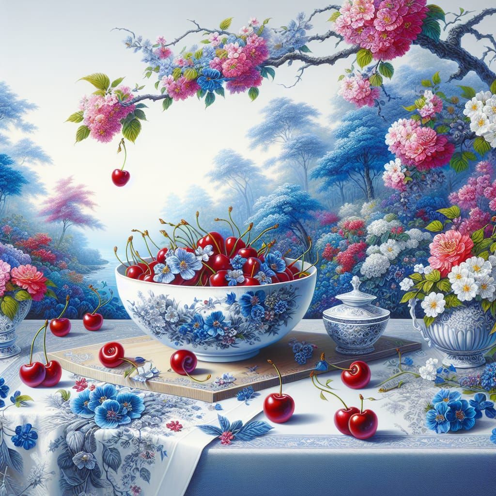 Vibrant Garden Scene as Fantasy Concept Art