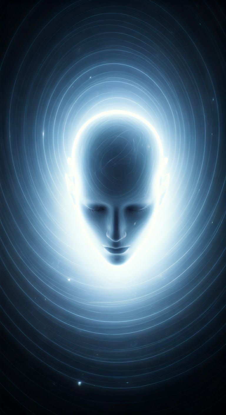 Ethereal Soul Form in Blue and White Hues