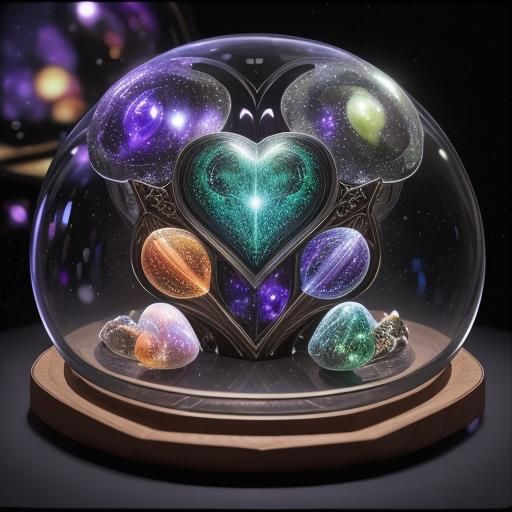 3D Glass Heart in Museum Display, Hyperrealistic