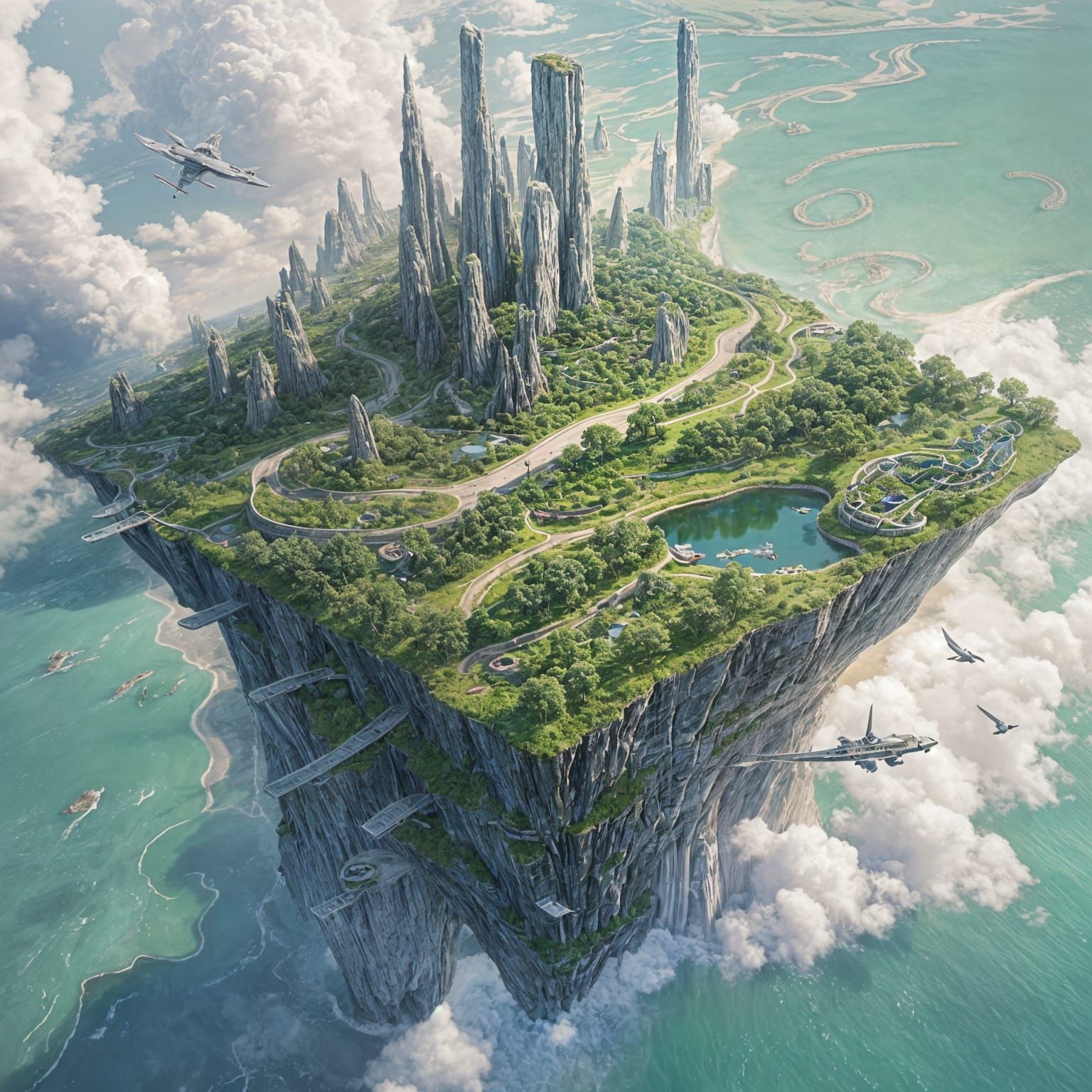 Surreal Landscape Combines Nature and Urban Elements in Geom...