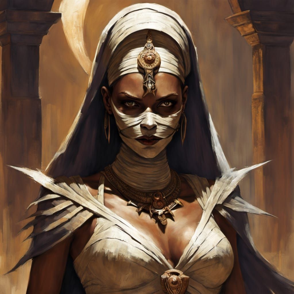 Ethereal Mummy Goddess in Dark Fantasy Art