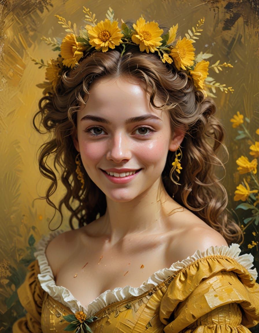 Ethereal Woman in Rococo Style Gown