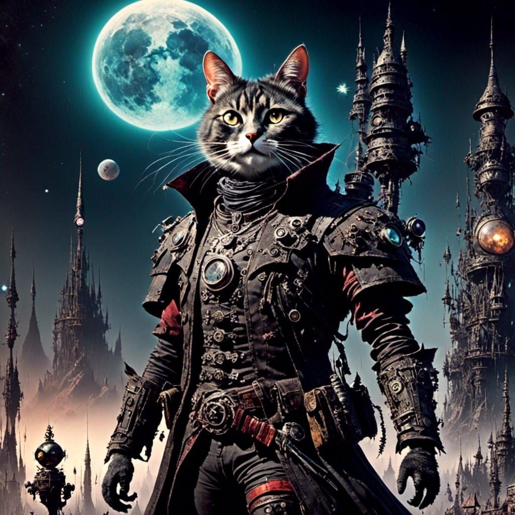 Heroic Anthro Cat in Epic Digital Painting