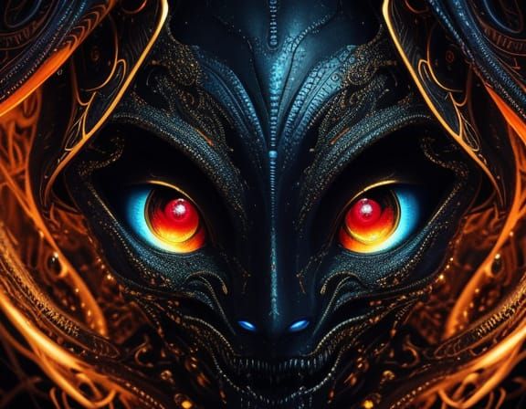 Surreal Alien Portrait with Vibrant Oil Painting Style