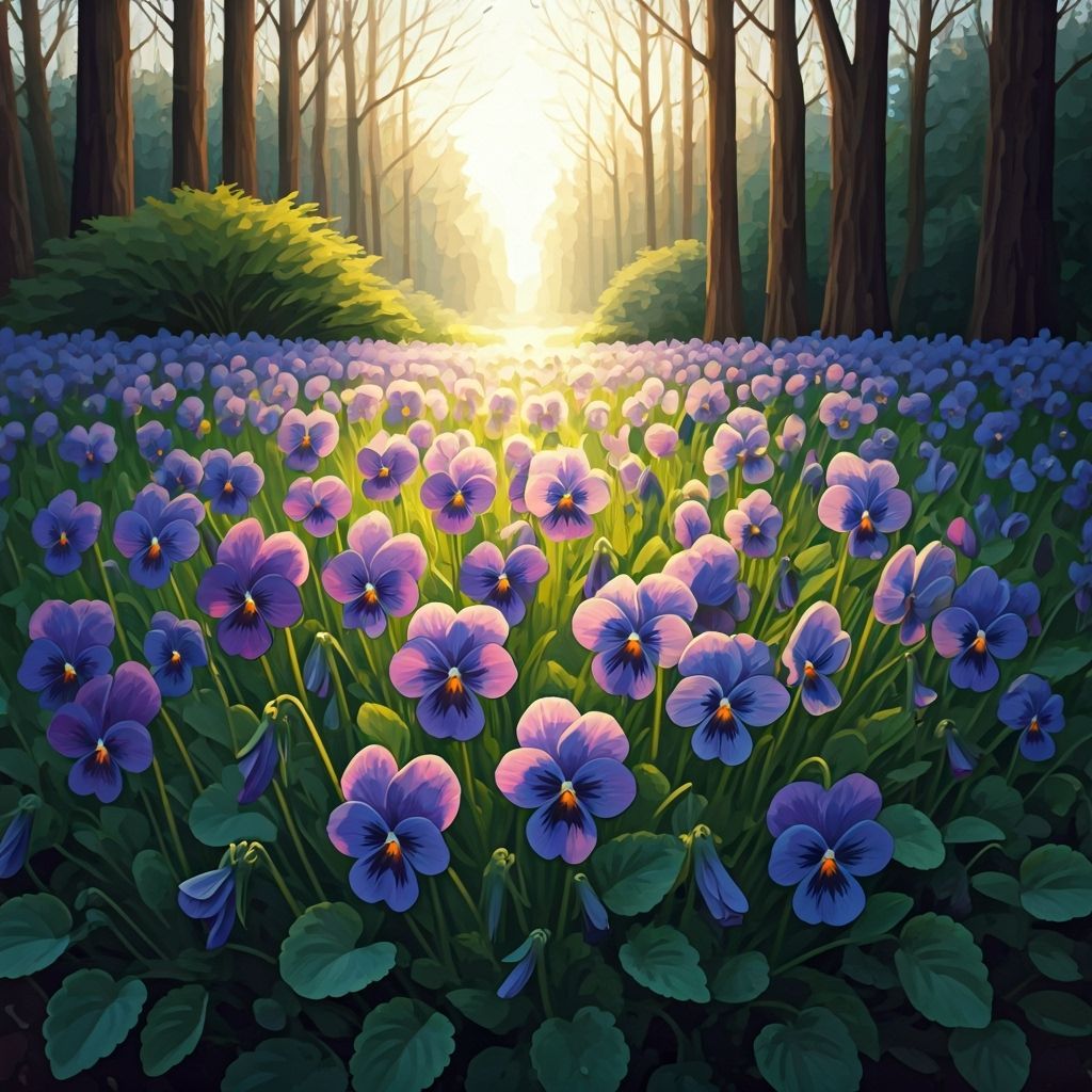Vibrant Violets in a Serene Spring Garden