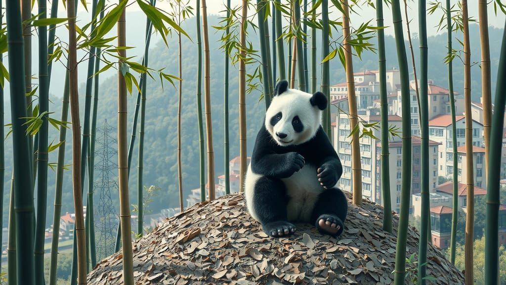 Panda in Urbanizing Habitat: Realistic Pop Art