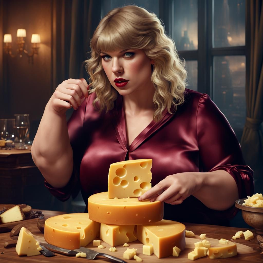 Taylor eats some cheese.