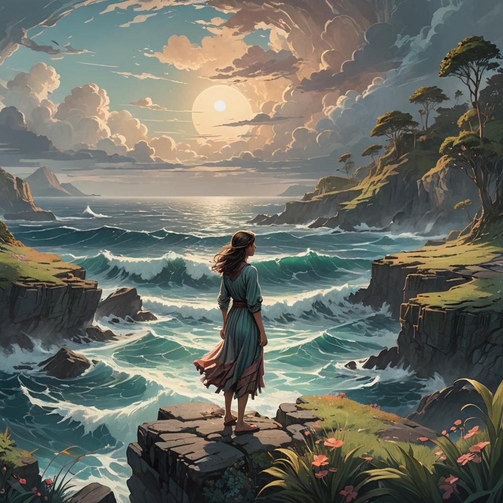 Ethereal Woman on Island Concept Art