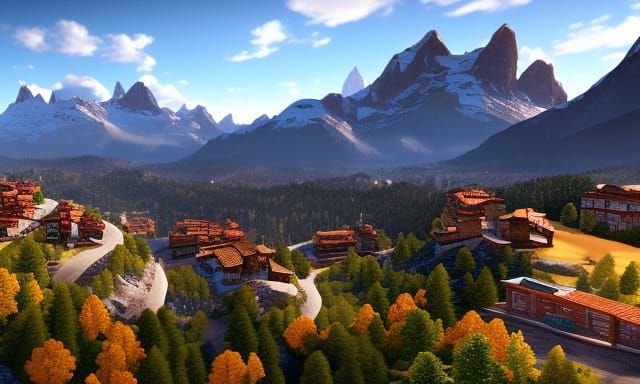 Mountain Town In The Pyrenees - 3D Game