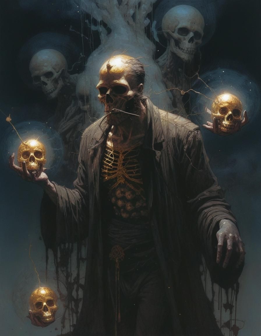 Ethereal Skull Monster Casting Plague Spell in Graphic Novel...