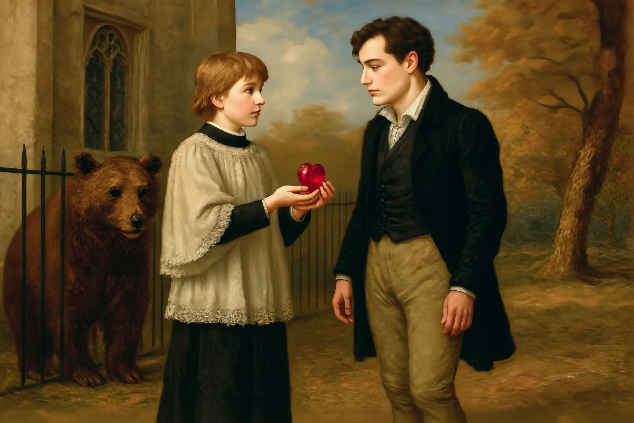 Lord Byron Receives a Gift: Oil Painting in Hoppner Style