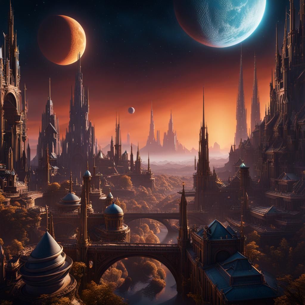 Fantastical City on the Moon Concept Art