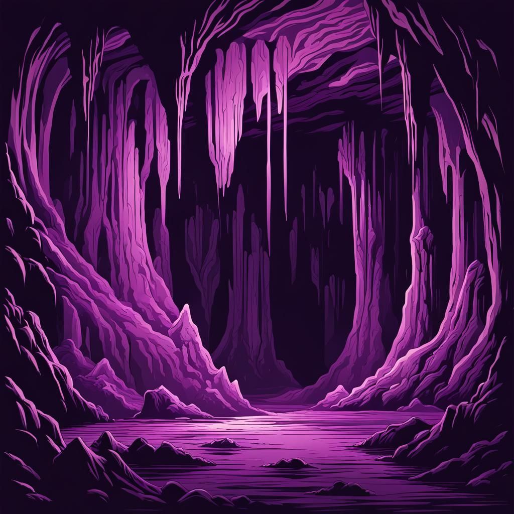 Eerie Dark Cavern: A Monochromatic Fantasy Sketch