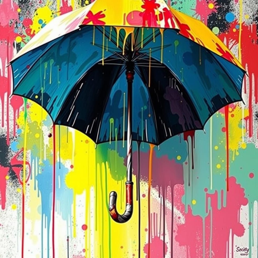 Surreal Splash Art in High Contrast Polychromatic Style