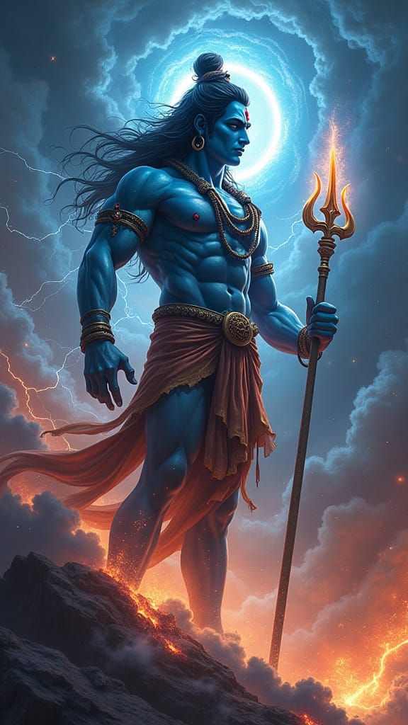 Cosmic Lord Shiva Radiates Divine Energy in a Turbulent Univ...