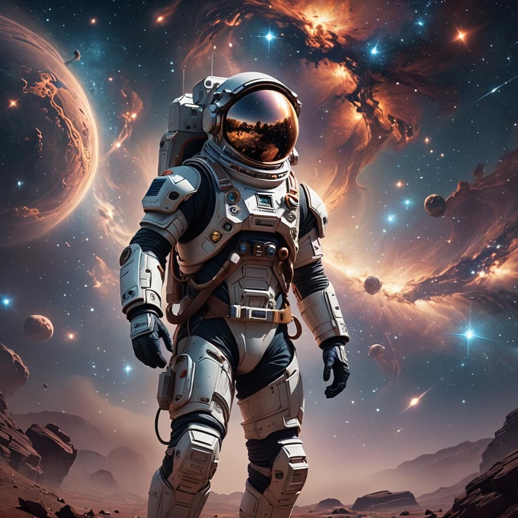 Cosmic Astronaut in Art Nouveau Style