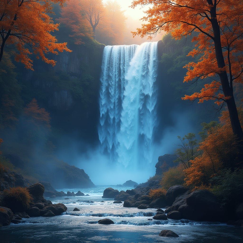 Enchanted Autumn Crystalfall Landscape