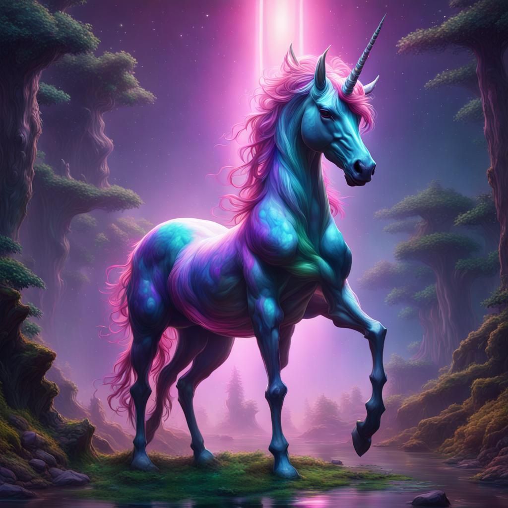 Mystical Unicorn in Dark Fantasy Style