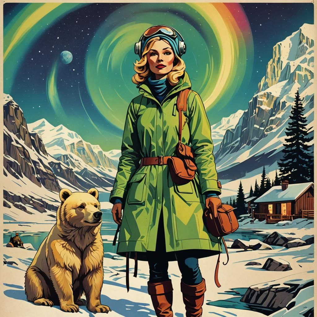 Vintage Travel Poster: Aurora Borealis Adventure