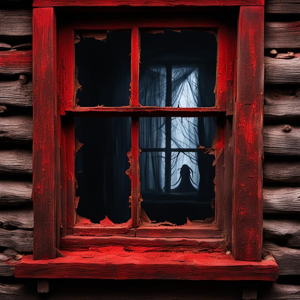 Haunted House Window with Ghost in Chiaroscuro