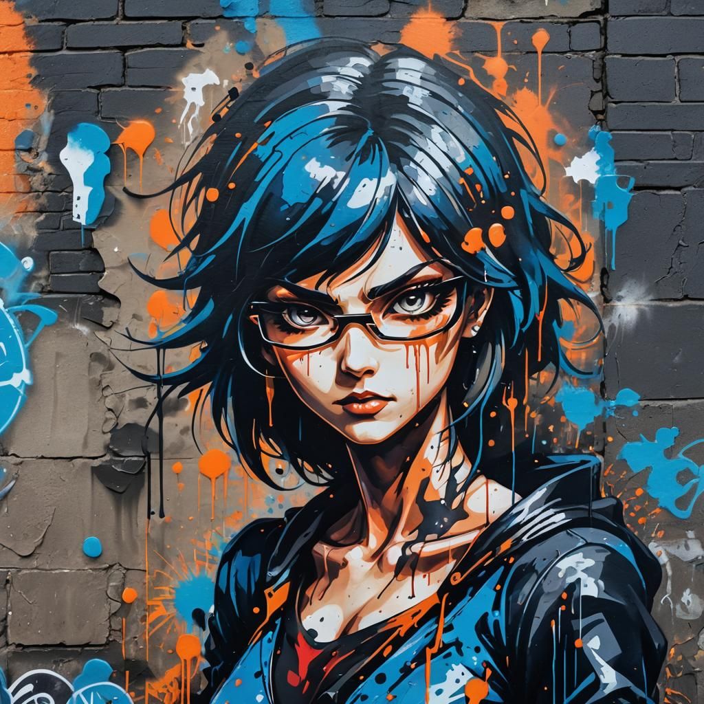 Bayonetta Graffiti Art in Urban Stencil Style