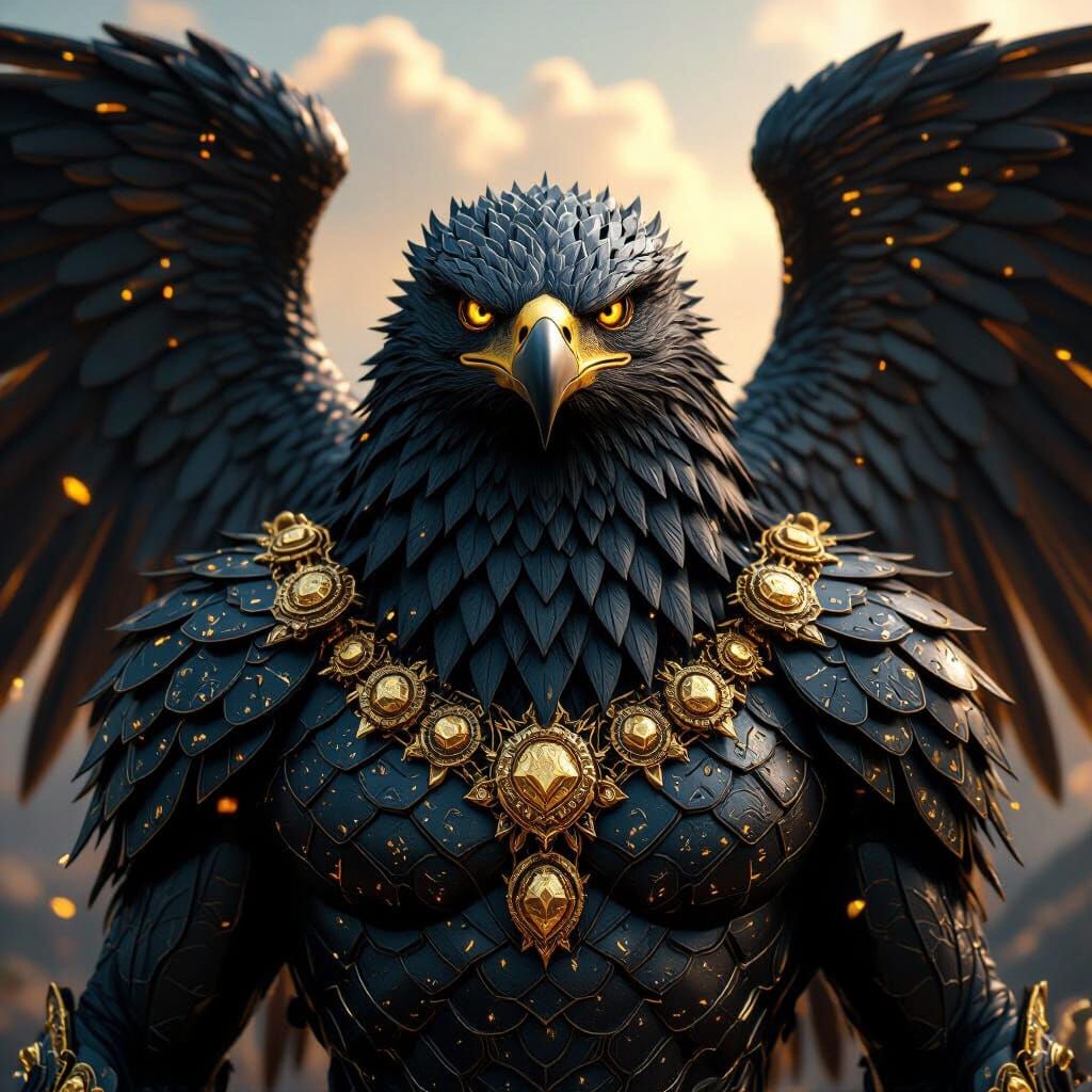 Majestic Obsidian Overlord in Digital Skies