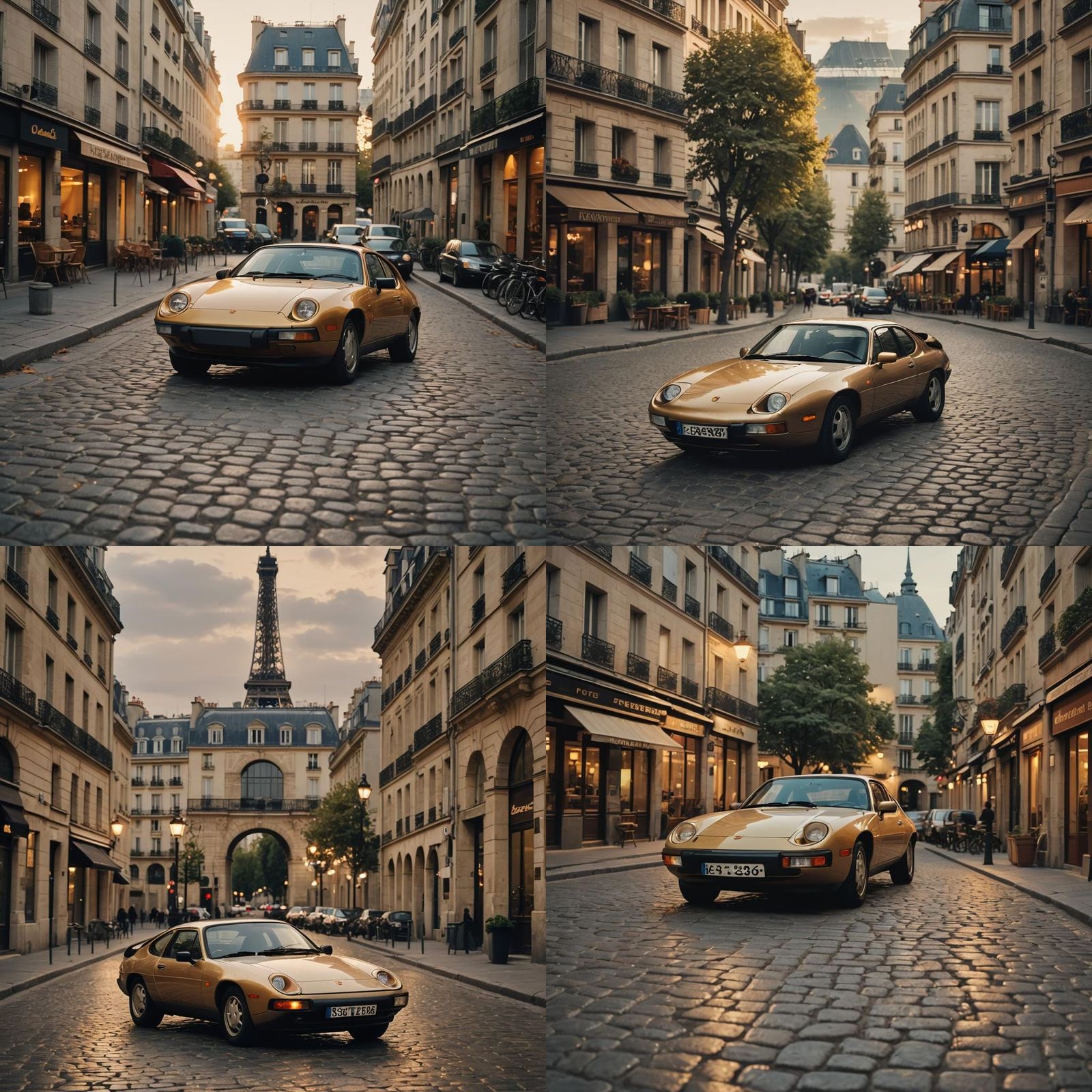 Porsche 928 in Paris at Sunset