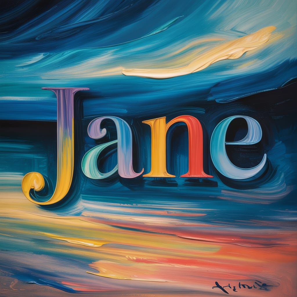 Expressive Oil Painting of the Name "Jane"