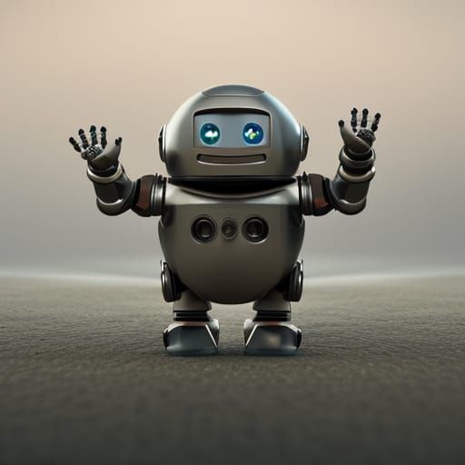 Ultrarealistic Happy Robot in Digital Matte Painting