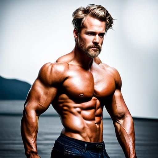 Hot bodybuilder viking gay hairy pecs  and arms